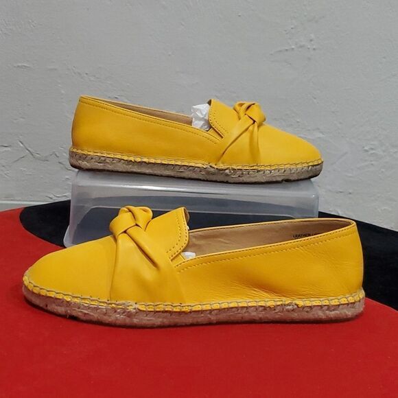 New Talbots Soft Nappa Leather Izzy Knot Detail Espadrilles in Yellow Size 8.5 - Picture 3 of 15